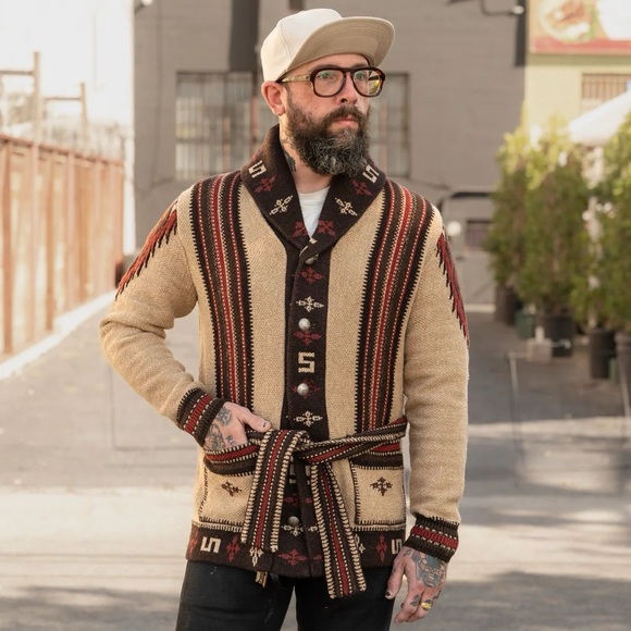 RRL Ralph Lauren Jacquard Knit Ranch Belted Cardigan M Navajo NWOT HTF! - Picture 5 of 16